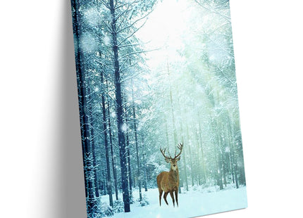 Christmas Decor Lost Deer Winter Wall Art Prints Cozy Christmas Room Decor Canvas Deer Poster Snow Forest Frost Pictures Xmas Tree Deer Photo for Gallery Wall Home Decor Framed Artwork