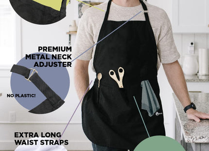 ApronMen - Aprons - Fishing Themed Men’s Grilling Aprons - Utility Pockets - One Size Fits Most - Adjustable Neck Strap - Machine Washable - Hook 'Em & Cook 'Em