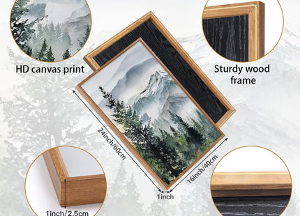 IARTTOP Misty Mountain Landscape Wall Art Green Pine Tree Wall Decor