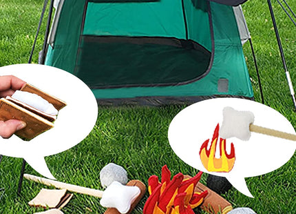 23 PCS Pretend Campfire Toys, Kids Plush Felt Play Campfire Playset Safe Fake Fire Wood Stones Toys Pretend Camping Play Set for Kids Toddlers Age 3-5