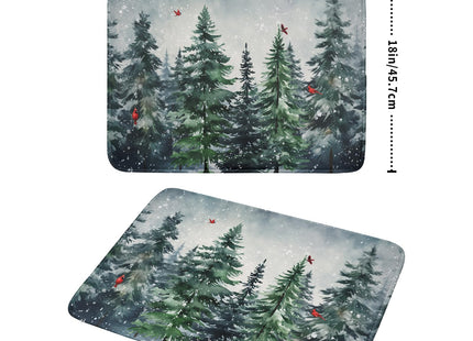 Winter Dish Drying Mat for Kitchen Counter Winter Pine Tree Dish Drying Mat 18x24 Inch Red Bird Christmas Dish Draining Mat Absorbent Reversible Dish Pad Kitchen Accessories Table Protector