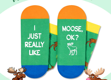 HAPPYPOP Funny Moose Gifts - Moose Lovers Novelty Socks, Crazy Silly Fun Socks for Men & Women