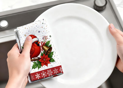 Christmas Kitchen Towels, Cardinal Winter Kitchen Decor Dish Towels Set Of 4, Cardinal Gifts for Women Friends Mom Wife, Absorbent Holiday Tea & Hand Towel Dish Cloths for Drying Baking Cooking