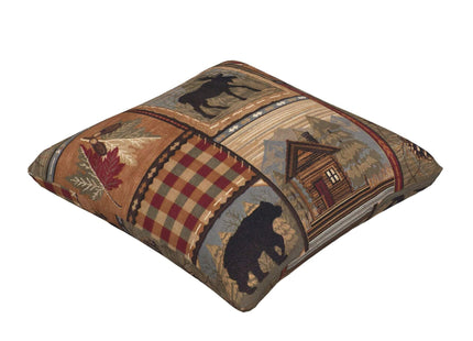 DATANSEN Set of 2 Square 18x18 inch Retro Brown Throw Pillow Covers Rustic Lodge Bear Moose Decorative Throw Pillowcase for Home Sofa Thick Cotton Linen Cushion Cases (45x45 cm) Paw Prints Cabin