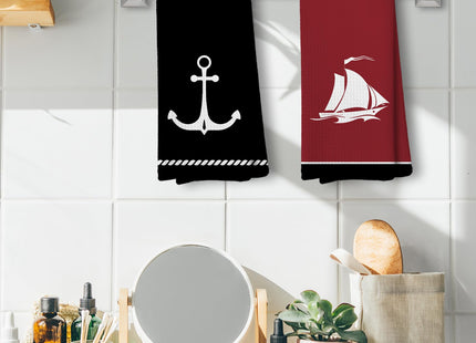 Liosei Nautical Bathroom Hand Towels - Nautical Gifts for Women Men Dish Hand Towels Decorations, Boat Coastal Beach Towel for Kitchen Bathroom Decor, 16 x 24Inch Set of 4