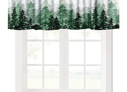 Green Forest Valance Curtains Nature Scenery with Misty Forest Landscape Art Valances for Bedroom Window Valance for Kitchen Bathroom Living Room Dining Room Valances for Windows 54X18 Inches