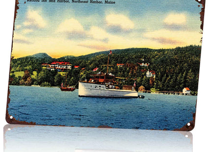 Asticou Inn Harbor Maine Vintage Metal Wall Art Signs 8X12 Inch