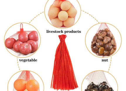 Dupiulk Reusable Mesh Produce Bags, 20 Inch Seafood Boil Bags for Crab Clam Shrimp Cooking, Onion Potato Storage Vegetable Packaging Net Bag with Loop-style Closures (100Pcs-Red)