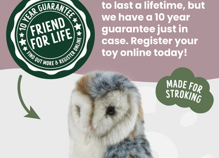 Living Nature Barn Owl Stuffed Animal | Fluffy Owl | Soft Toy Gift for Kids | 6 inches