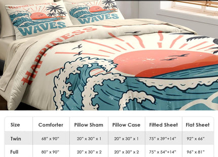 Pamnest Queen Comforter Set with Sheets, 7 Pieces Summer Beach Bedding