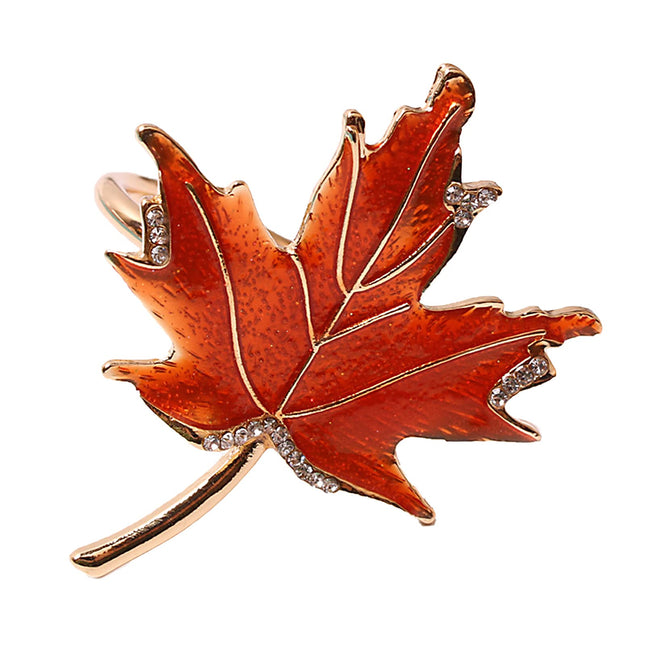 Mokylor 6 Pcs Maple Leaves Napkin Ring, Fall Metal Napkin Ring Holder Maple Leaves Serviette Buckle Holder Autumn Leaf Napkin Buckle for Harvest Season Thanksgiving Fall Decoration (Orange- 6pcs)