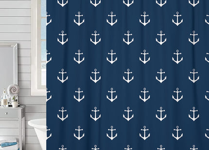 DYNH Nautical Anchor Shower Curtain for Bathroom, Navy Blue Beach Coastal Beachy Fabric Shower Curtains Set Decorative, White Ocean Men Boys Kids Restroom Decor Accessories Hooks Included 72x72 Inch