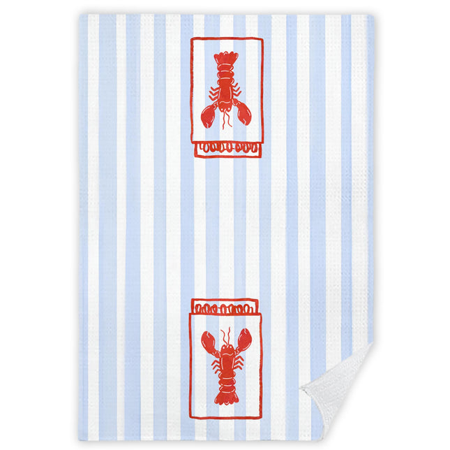 JINYO Maine Lobster Kitchen Towels, East Coast Beach Dish Towels Tea Towel, Preppy Coastal Decor, New England Style Hand Towels for Bathroom, Crawfish Decorations, 16x24 Inch