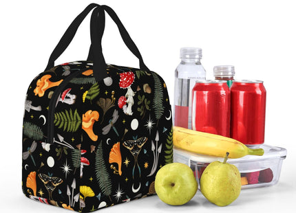 Siiuuol Wild Forest Mushrooms Moth Moon Insulated Lunch Bag