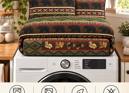 Rugs 4 Less Western Brown Quilt Set with Grizzly Bears and Pinecone Prints, Queen (3 Piece - Quilt and 2 Pillow Shams), 100% Polyester, Microfiber, Machine Washable