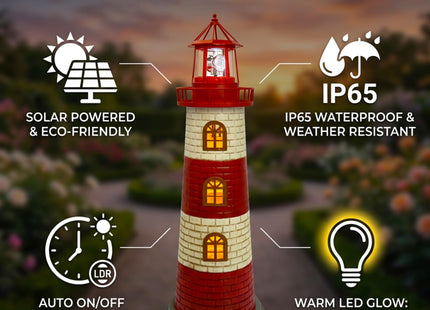Large Garden Statues 23" Coastal Solar Lighthouse Garden Decor for Outside