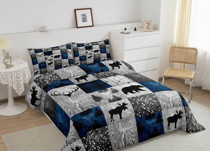 Bear Bedding Set Teens Boys,Farmhouse Moose Elk Deer Comforter Full