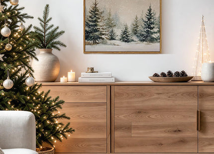 ARPEOTCY Vintage Winter Christmas Framed Wall Art, Forst Pine Tree, 12x16In