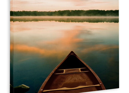 Lake Sunrise Canoe Landscape, 24 x 30 Inch Canvas Wall Art