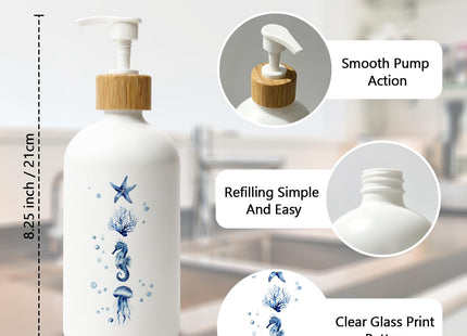 Stelloriellea Coastal Beach Glass Soap Dispenser with Pump
