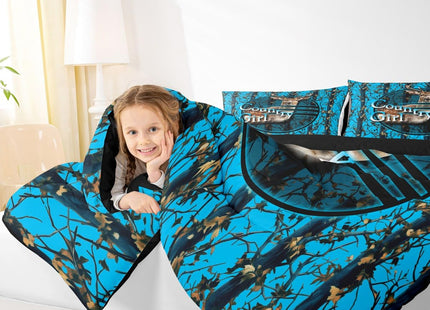 Erosebridal Deer Hunting Camo King Comforter Set,Blue Camouflage Bedding Sets for Boys Girls Kids,Rustic Lodge Cabin Quilt Bed Set,Woodland Hunter Room Decor with 2 Pillowcases,Breathable