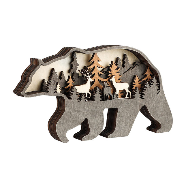 Laozai Wooden Forest Animals Bear Decor Cabin Rustic Decor Wall Decorations Mountain decor for Bedroom Living Room Table Decorative