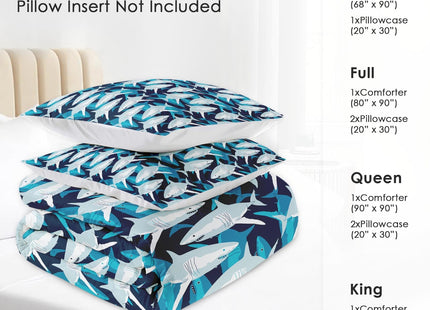 Boewywh Queen Comforter Set, 3 Pieces Shark Ocean Bedding, All Season