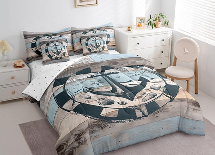 Erosebridal Nautical Bed in A Bag,Vintage Anchor Comforter Set Queen