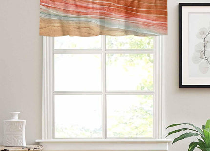 RisQiten Burnt Orange Ombre Coastal Valances for Windows, Summer Nautical Beach Kitchen Curtains Window Treatment Decor, Ocean Seaside Rod Pocket Short Window Valances for Living Room/Bedroom 54"x18"