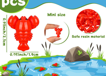 RoundFunny 100 Pcs Mini Resin Figurine Tiny Resin Models Decor, Lobster