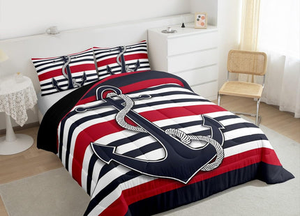 Feelyou Anchor Nautical Ocean Comforter Set Toddler Size Boys Girls Duvet