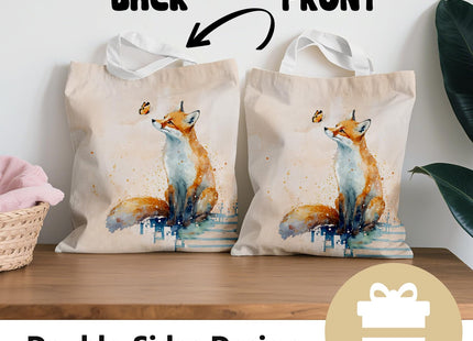 LIANGW Cute Fox Canvas Tote Bag for Women Girls Fox Lovers, Fox Gifts, Reusable Grocery Bags Shopping Bags