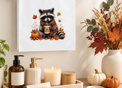 OINDADE Raccoon Decor Fall Halloween Kitchen Towels, Raccoon Hand Towels