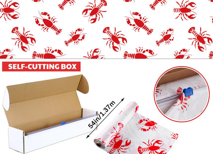 Oudain 54 Inch x 100 ft Crawfish Boil Lobster Tablecloth Roll Cutter Box