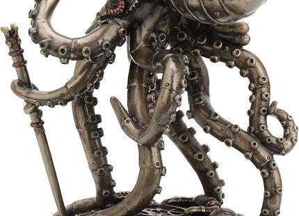 Veronese Design 6 3/4 Inch Tall Steampunk Octopus Space Observer Cold Cast Bronzed Resin Fantasy Collectibles Animals Figurine Space Alien Home Decor