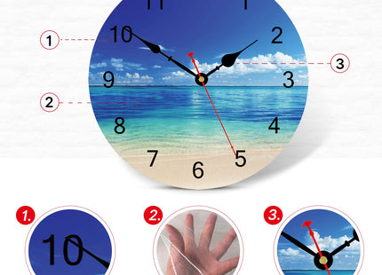 TAHEAT Coastal Beach Wall Clock, Blue Nautical Bathroom Decor, Decorative Battery Operated Silent Non Ticking Wall Clocks for Living Room Kitchen Bedroom Office, 12 Inch