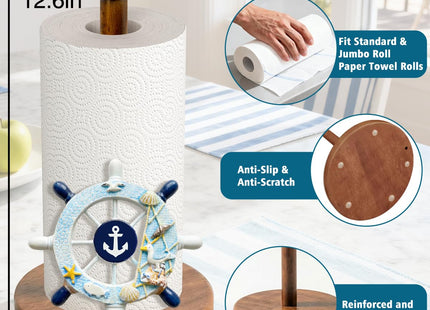 Ship Rudder Paper Towel Holder, Nautical Coastal Beach Countertop Decor