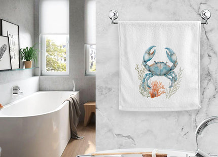 ALAZA Hand Towel Set of 1 100% Cotton Bath Towels Aqua Crab Coral for Bathroom Housewarming Decor Gifts
