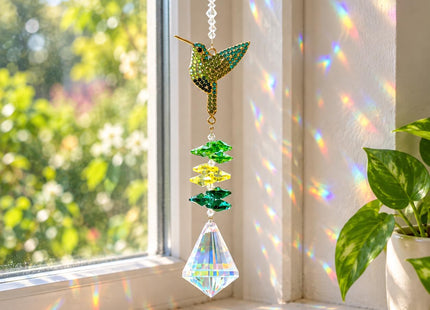 Rhinestone Hummingbird Crystal Suncatcher Prism Hanging Window Ornament