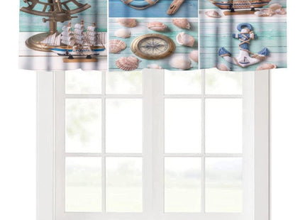SXXLDNG Nautical Curtain Valance for Windows Living Room Kitchen Farmhouse, Hawaiian Ocean Animal Teal Short Rod Pocket Tier Curtain Window Treatment, 1 Panel 54x18
