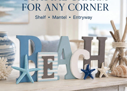 caiydramy Beach Sign with 3 Pcs Starfish Decor, Desk Wall Table Home Decor