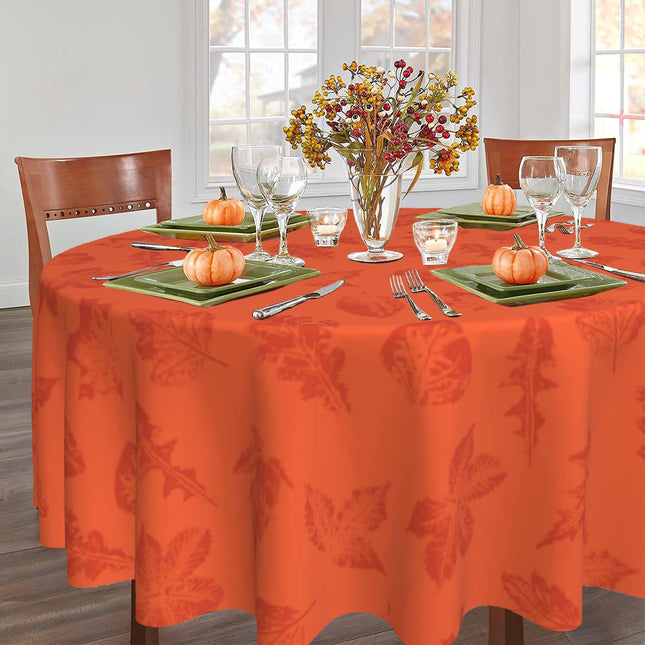 Fall Tablecloth Round 60 in Maple Leaf Table Cover Thanksgiving Table Cloth