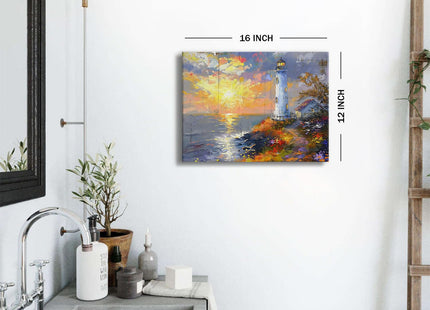 Coastal Wall Art Lighthouse Decor Beach Bathroom Decor Nature Ocean Landscape Canvas Prints Pictures Modern Nautical Seascape Painting Artwork for Kitchen Bedroom Living Room Home Decoration 12x16"