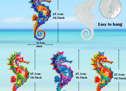SUNREEK Metal Seahorse Wall Decor, 11'' x 5'' Coastal Seahorse Wall Art for Beach Ocean Garden Patio Pool Bathroom Decorations