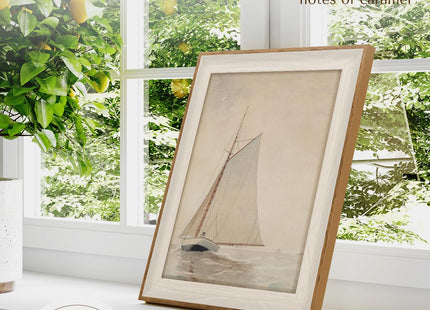 InSimSea Framed Canvas Wall Art of Large Coastal Sailboat - Wall Decor Classical Coastal Art Work Living Room Decor, White Sailboat Sea Gallery Oil Painting Art, Large Home Decor Artwork 10x12In