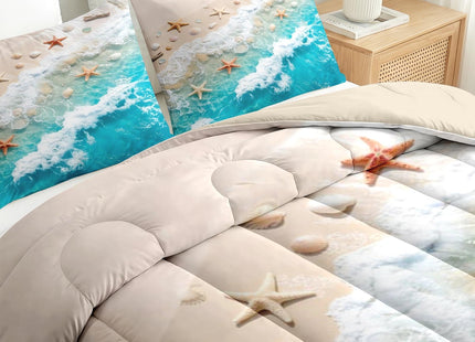 Nesker Twin Comforter Set, 2 Pieces Beach Starfish Bedding, All Season