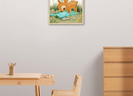 KensTro 12x16 Oak Framed Psalm 42:1 Deer Christian Wall Art