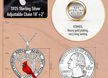Cardinal Necklace Gifts for Women Mom Sterling Silver Red Cardinal Necklace
