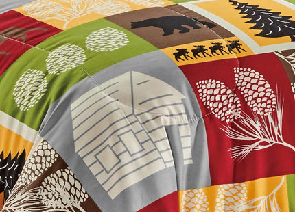 Chezmoi Collection 3-Piece Wilderness Forest Wildlife Moose Bear Microfiber Printed Comforter Set, King Size