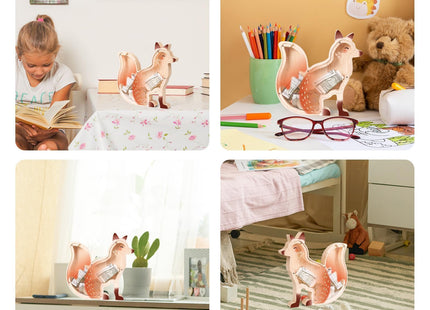 Uniwooder Wooden Fox Piggy Bank for Kids, Fox Money Bank for Boys Girls